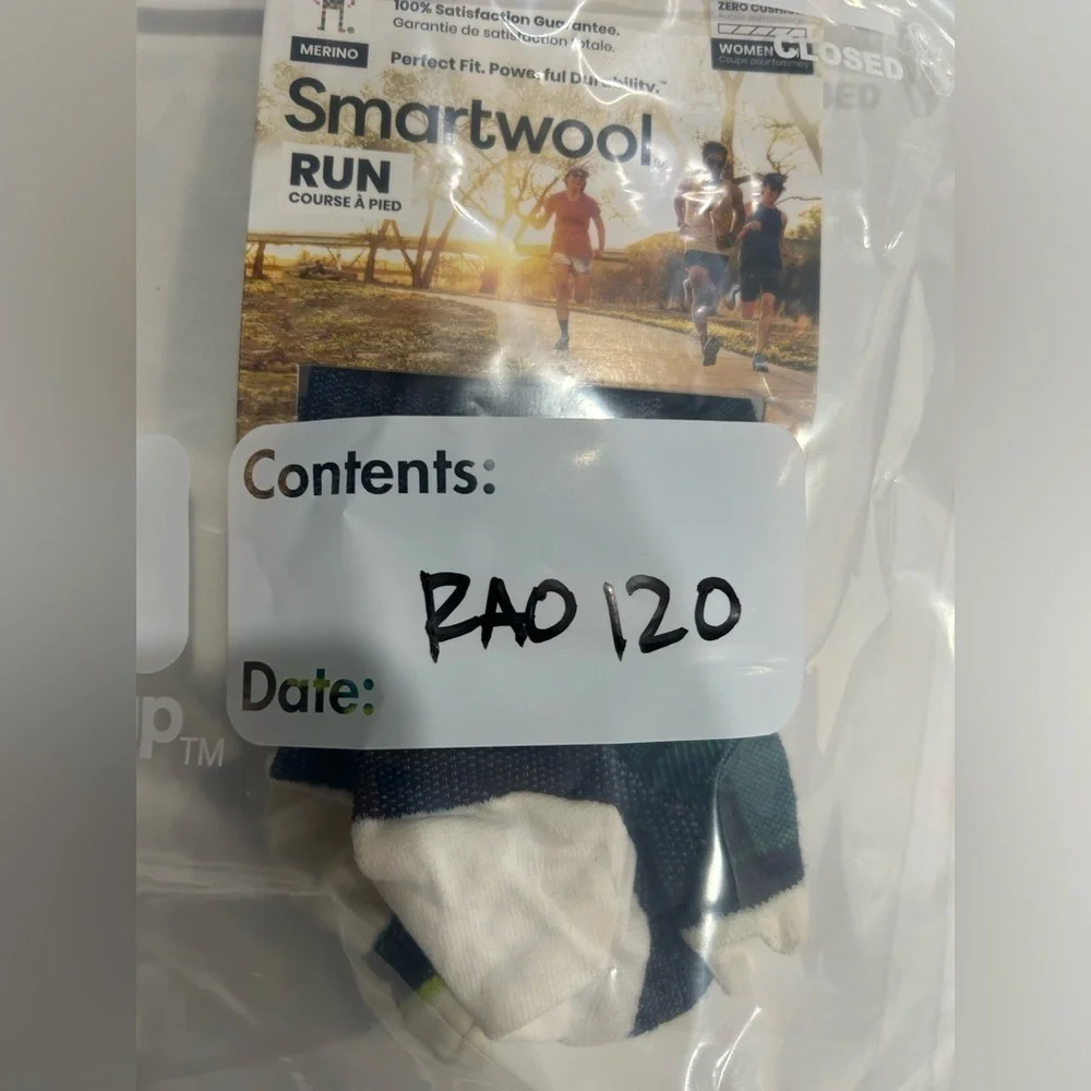 Smartwool Women's Small Run Zero Cushion Striped Low Ankle Socks Teal Blue NWT